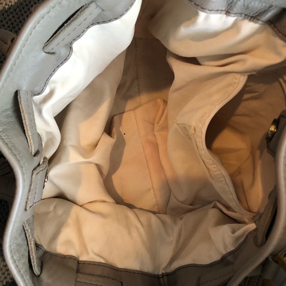 100% grey leather drawstring tote - Picture 8 of 11